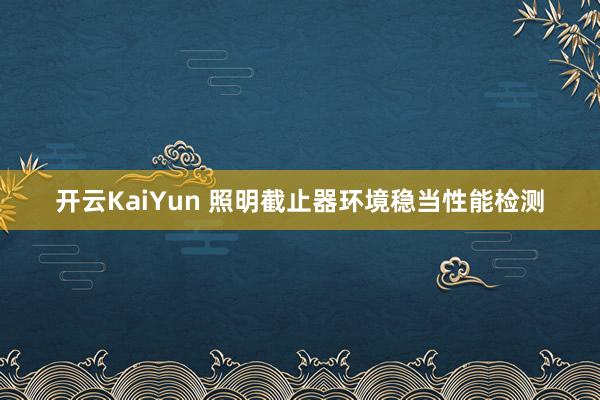 开云KaiYun 照明截止器环境稳当性能检测