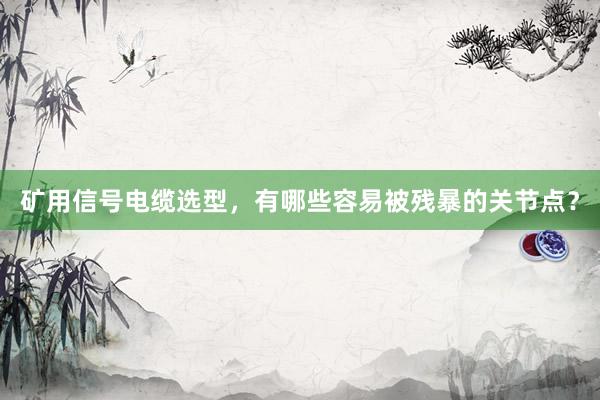 矿用信号电缆选型，有哪些容易被残暴的关节点？
