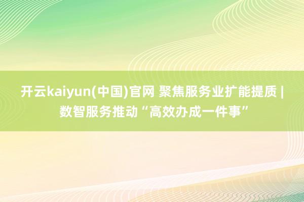 开云kaiyun(中国)官网 聚焦服务业扩能提质 | 数智服务推动“高效办成一件事”