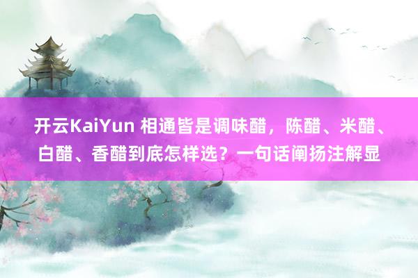 开云KaiYun 相通皆是调味醋，陈醋、米醋、白醋、香醋到底怎样选？一句话阐扬注解显