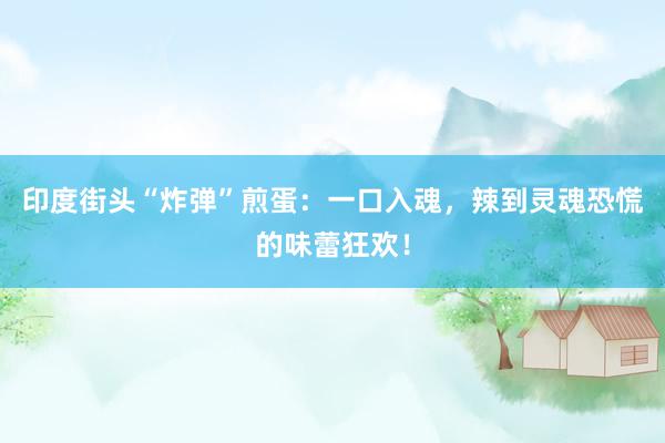 印度街头“炸弹”煎蛋：一口入魂，辣到灵魂恐慌的味蕾狂欢！