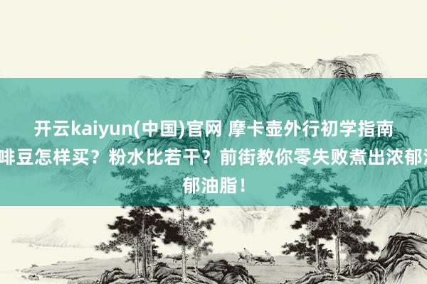 开云kaiyun(中国)官网 摩卡壶外行初学指南：咖啡豆怎样买？粉水比若干？前街教你零失败煮出浓郁油脂！