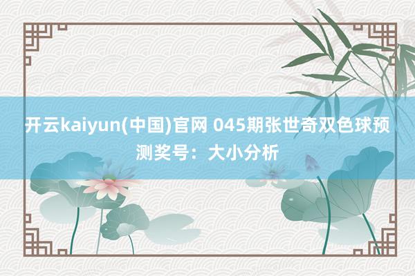 开云kaiyun(中国)官网 045期张世奇双色球预测奖号：大小分析
