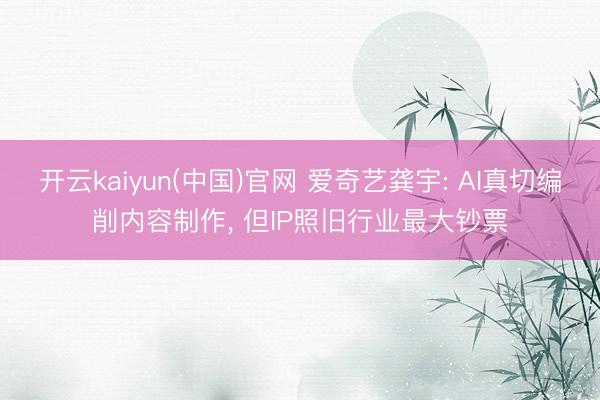 开云kaiyun(中国)官网 爱奇艺龚宇: AI真切编削内容制作， 但IP照旧行业最大钞票